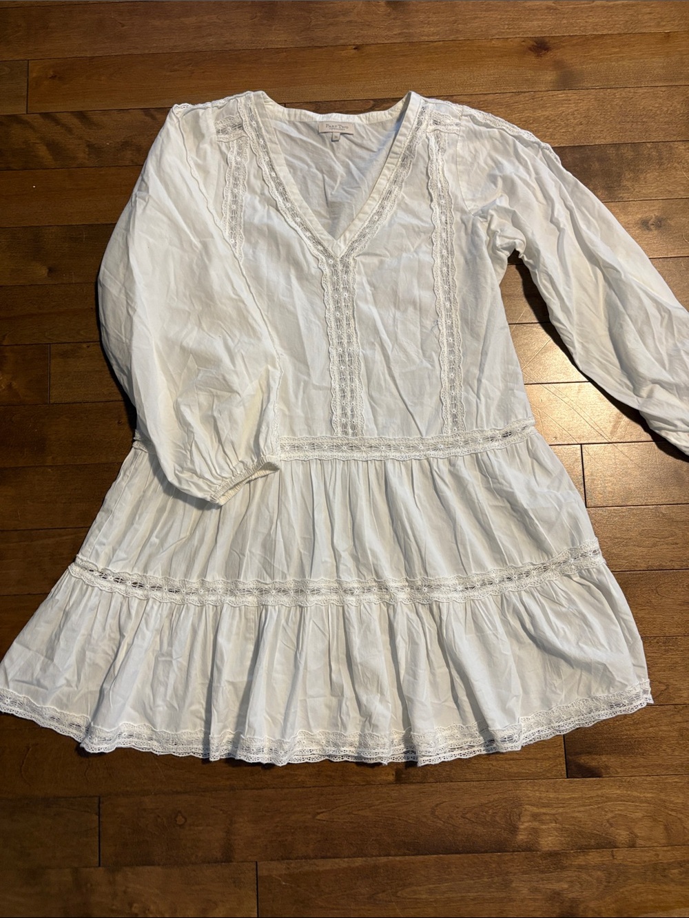 Cotton White V-Neck Lace Trim Tunic Dress | Part Two Copenhagen